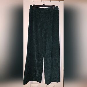 Umgee Knit Terry Wide Leg Pants – Size L Hunter Green Boho Cottagecore